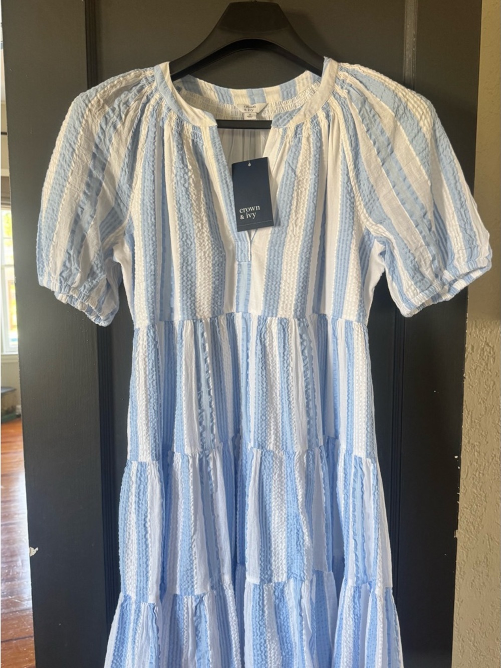 Crown and Ivy Blue and White Striped Dress